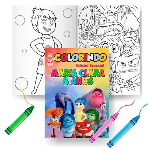 Livro de Colorir Kit Divertidamente 2 G 15x21+giz Personalizado | Kit Colorir Infantil | Lembrancinha Festa Infantil