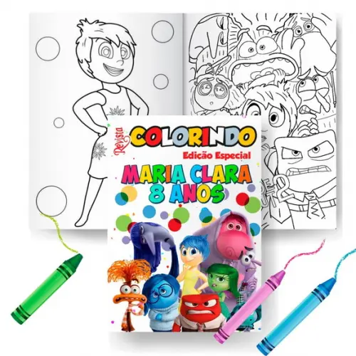 Livro de Colorir Kit Divertidamente 2 G 15x21+giz Personalizado | Kit Colorir Infantil | Lembrancinha Festa Infantil