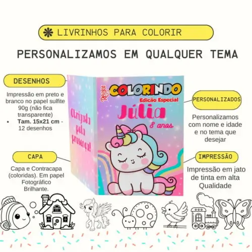 Livro de Colorir Kit Divertidamente 2 G 15x21+giz Personalizado |
