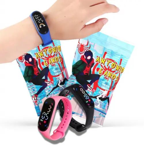 Saquinho Metalizado Ziplock Aranhaverso Relógio no Personalizado | Lembrancinha Festa Infantil