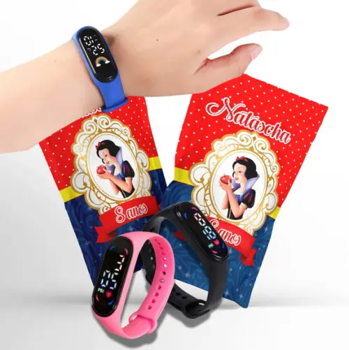 Saquinho Metalizado Ziplock Branca de Neve Relógio no Personalizado | Lembrancinha Festa Infantil