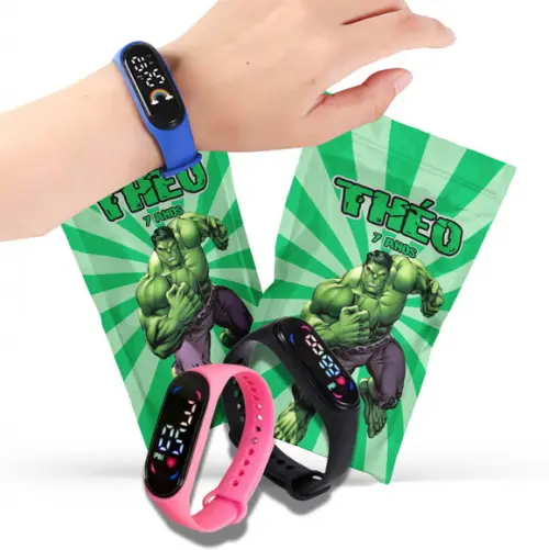 Saquinho Metalizado Ziplock Hulk Relógio no Personalizado | Lembrancinha Festa Infantil