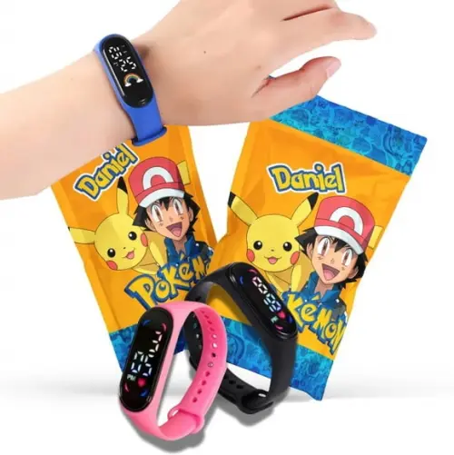 Saquinho Metalizado Ziplock Pokemon Relógio no Personalizado | Lembrancinha Festa Infantil