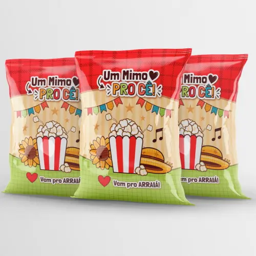 Pipoca Personalizada Festa Junina Arraiá Mimo Cliente Brinde | Lembrancinha Festa Infantil