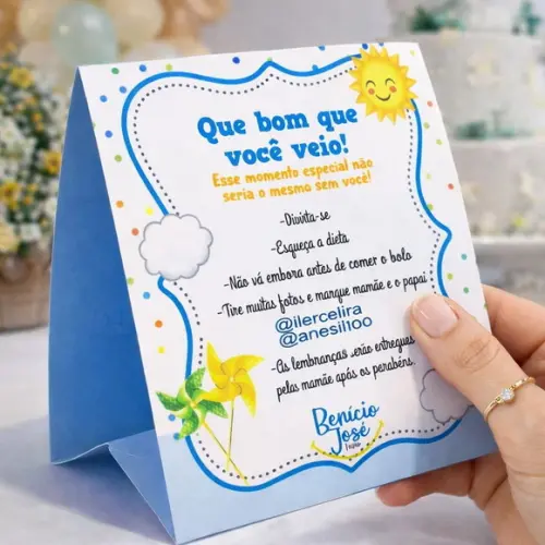 Placa de Mesa Agradecimento 365 Sorrisos Centro de Mesa | Lembrancinha Festa Infantil