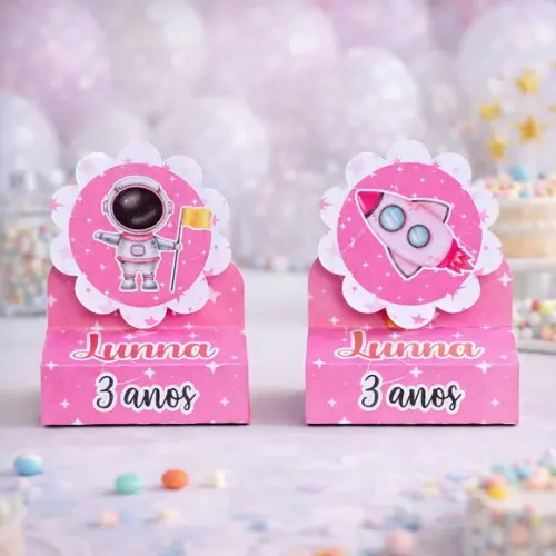 Porta Bis Duplo Astronauta Rosa Lembrancinha | Lembrancinha Festa Infantil