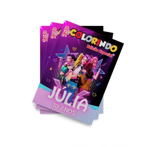 Livro de Colorir Guerreiras do Kpop Personalizada 14x10 Personalizado | Kit Colorir Infantil | Lembrancinha Festa Inf...