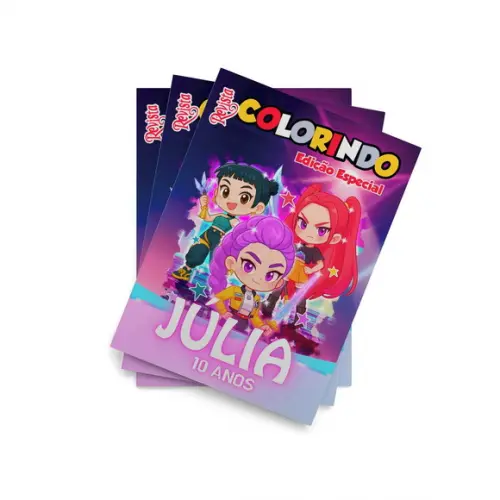 Livro de Colorir Guerreiras do Kpop Personalizada 14x10 Personalizado | Kit Colorir Infantil | Lembrancinha Festa Inf...