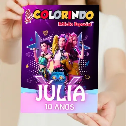 Livro de Colorir Guerreiras do Kpop Personalizada 15x21 Personalizado | Kit Colorir Infantil | Lembrancinha Festa Inf...