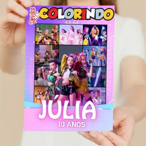 Livro de Colorir Guerreiras do Kpop Personalizada 15x21 Personalizado | Kit Colorir Infantil | Lembrancinha Festa Inf...
