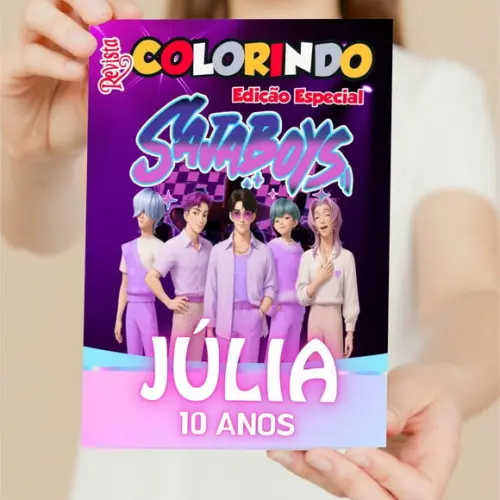 Livro de Colorir Saja Boys Kpop Personalizada 15x21 cm Personalizado | Kit Colorir Infantil | Lembrancinha Festa Infa...