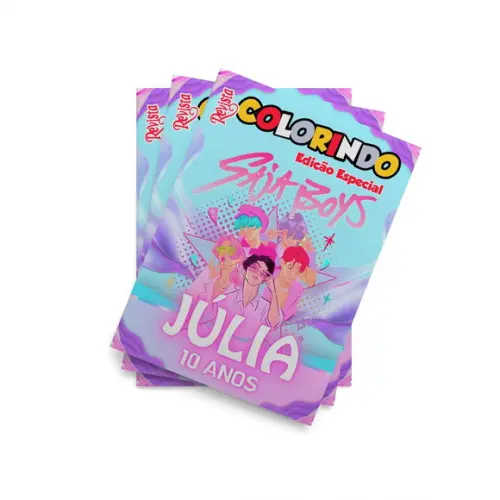 Livro de Colorir Saja Boys Kpop Personalizada 14x10 cm Personalizado | Kit Colorir Infantil | Lembrancinha Festa Infa...