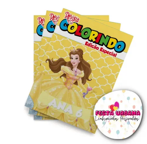 Livro de Colorir a Bela e a Fera 14x10 Personalizado | Kit Colorir Infantil | Lembrancinha Festa Infantil