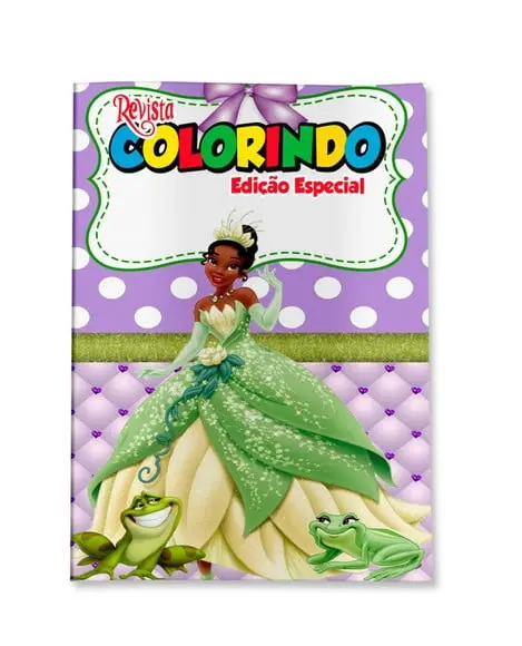 Livro de Colorir a Princesa e o Sapo 14x10 Personalizado | Kit Colorir Infantil | Lembrancinha Festa Infantil