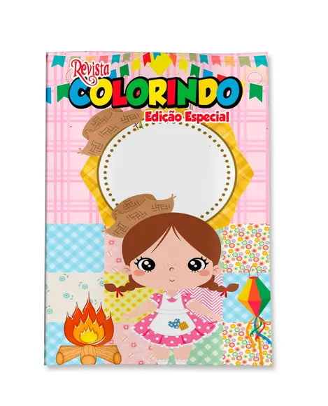 Livro de Colorir Arraiá Festa Junina Menina Personalizado | Kit Colorir Infantil | Lembrancinha Festa Infantil
