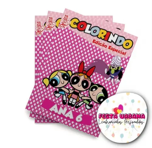 Livro de Colorir as Meninas Superpoderosa 14x10 Personalizado | Kit Colorir Infantil | Lembrancinha Festa Infantil
