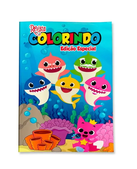 Livro de Colorir Baby Shark 14x10 Personalizado | Kit Colorir Infantil | Lembrancinha Festa Infantil