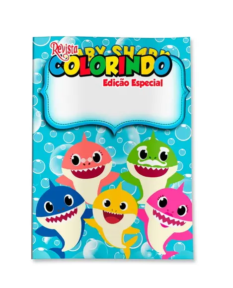 Livro de Colorir Baby Shark 14x10 Personalizado | Kit Colorir Infantil | Lembrancinha Festa Infantil