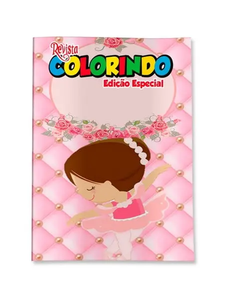 Livro de Colorir Bailarina 14x10 Personalizado | Kit Colorir Infantil | Lembrancinha Festa Infantil