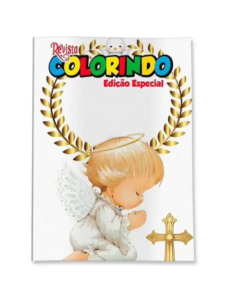 Livro de Colorir Batizado Menino Branco 14x10 Personalizado | Kit Colorir Infantil | Lembrancinha Festa Infantil