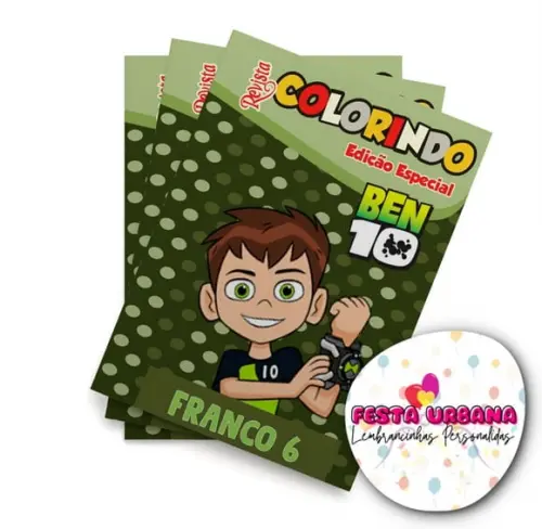 Livro de Colorir Ben 10 14x10 Personalizado | Kit Colorir Infantil | Lembrancinha Festa Infantil