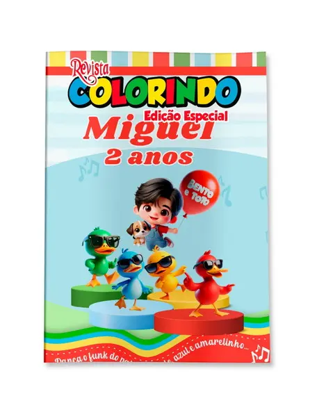 Livro de Colorir Bento e Totó 14x10 Personalizado | Kit Colorir Infantil | Lembrancinha Festa Infantil