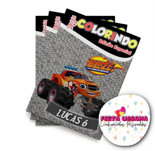 Livro de Colorir Blaze And Monster Machines 14x10 Personalizado | Kit Colorir Infantil | Lembrancinha Festa Infantil