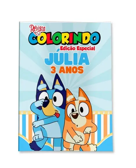 Livro de Colorir Bluey 14x10 Personalizado | Kit Colorir Infantil | Lembrancinha Festa Infantil
