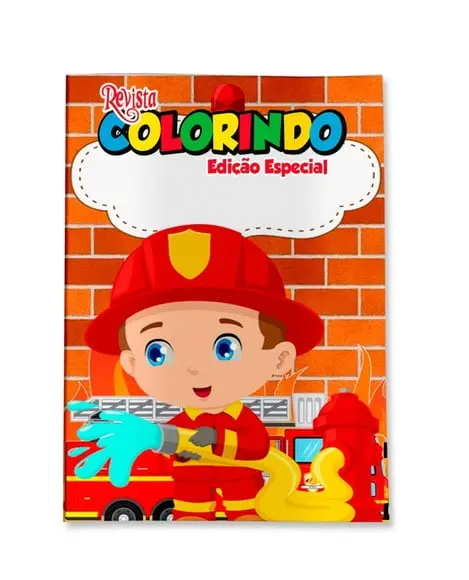 Livro de Colorir Bombeiro 14x10 Personalizado | Kit Colorir Infantil | Lembrancinha Festa Infantil
