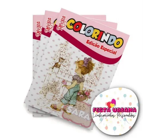 Livro de Colorir Boneca Sarah Kay 14x10 Personalizado | Kit Colorir Infantil | Lembrancinha Festa Infantil