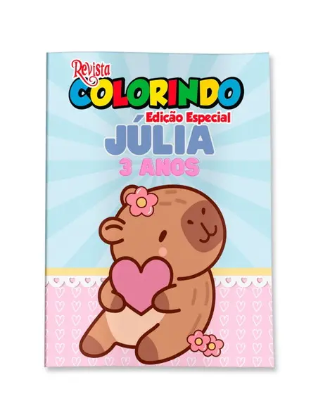 Livro de Colorir Capivara 14x10 Personalizado | Kit Colorir Infantil | Lembrancinha Festa Infantil