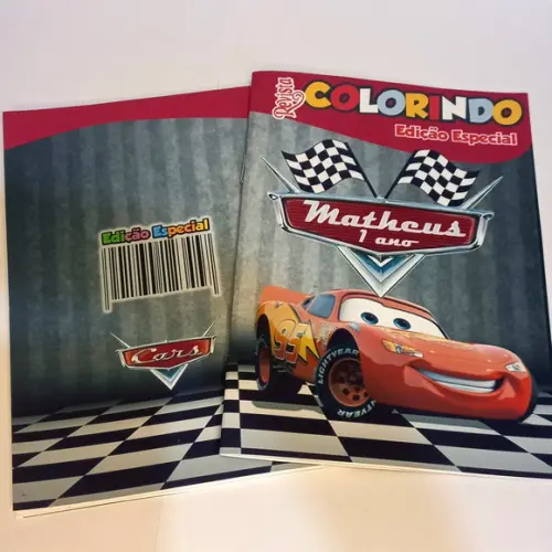 Livro de Colorir Carros Relâmpago Mcqueen 14x10 Personalizado | 