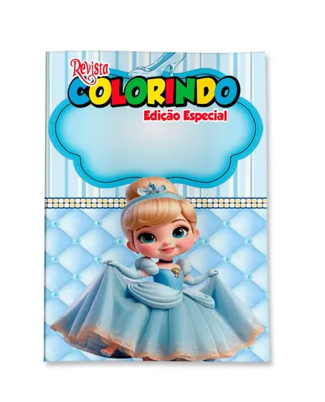 Livro de Colorir Cinderela Cute Baby 14x10 Personalizado | Kit Colorir Infantil | Lembrancinha Festa Infantil