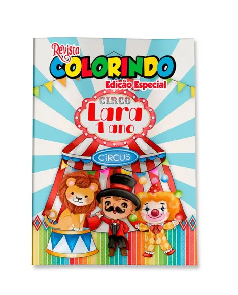 Livro de Colorir Circo 14x10 Personalizado | Kit Colorir Infantil | Lembrancinha Festa Infantil
