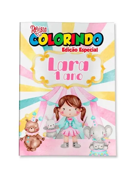 Livro de Colorir Circo Menina 14x10 Personalizado | Kit Colorir Infantil | Lembrancinha Festa Infantil