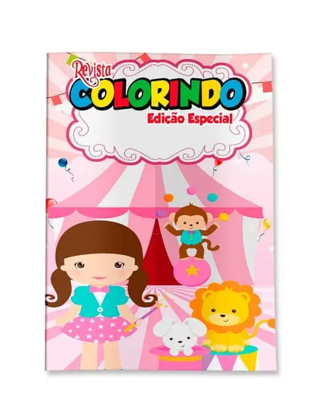 Livro de Colorir Circo Menina 14x10 Personalizado | Kit Colorir Infantil | Lembrancinha Festa Infantil