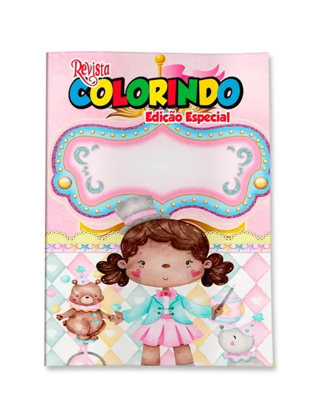 Livro de Colorir Circo Menina Negra 14x10 Personalizado | Kit Colorir Infantil | Lembrancinha Festa Infantil