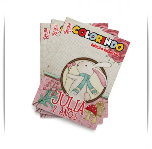 Livro de Colorir Coelho Bosque Encantado Urso 14x10 Personalizado | Kit Colorir Infantil | Lembrancinha Festa Infantil