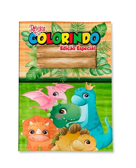 Livro de Colorir Dinossauro Baby Cute 14x10 Personalizado | Kit Colorir Infantil | Lembrancinha Festa Infantil