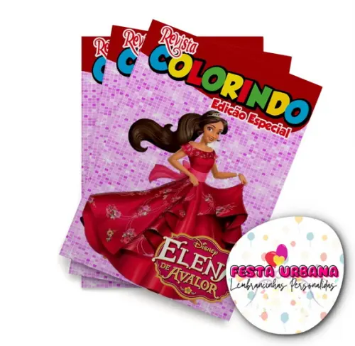 Livro de Colorir Elena de Avalor 14x10 Personalizado | Kit Colorir Infantil | Lembrancinha Festa Infantil