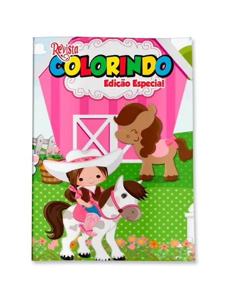 Livro de Colorir Fazendinha Menina 14x10 cm Personalizado | Kit Colorir Infantil | Lembrancinha Festa Infantil