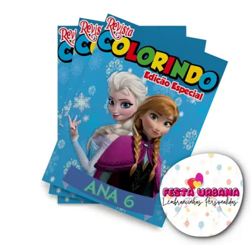 Livro de Colorir Frozen 14x10 Personalizado | Kit Colorir Infantil | Lembrancinha Festa Infantil