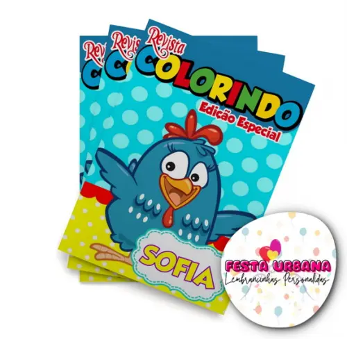 Livro de Colorir Galinha Pintadinha 14x10 Personalizado | Kit Colorir Infantil | Lembrancinha Festa Infantil