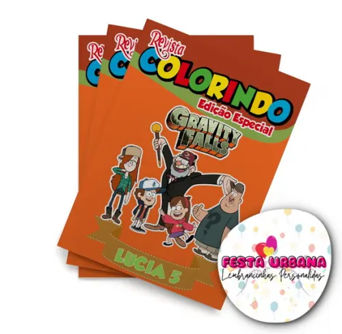 Livro de Colorir Gravity Falls 14x10 Personalizado | Kit Colorir Infantil | Lembrancinha Festa Infantil