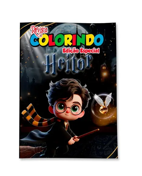 Livro de Colorir Harry Potter 14x10 Personalizado | Kit Colorir Infantil | Lembrancinha Festa Infantil