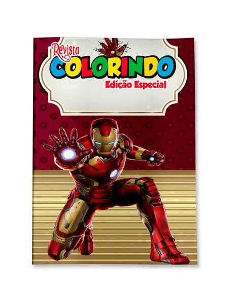 Livro de Colorir Homem de Ferro 14x10 Personalizado | Kit Colorir Infantil | Lembrancinha Festa Infantil