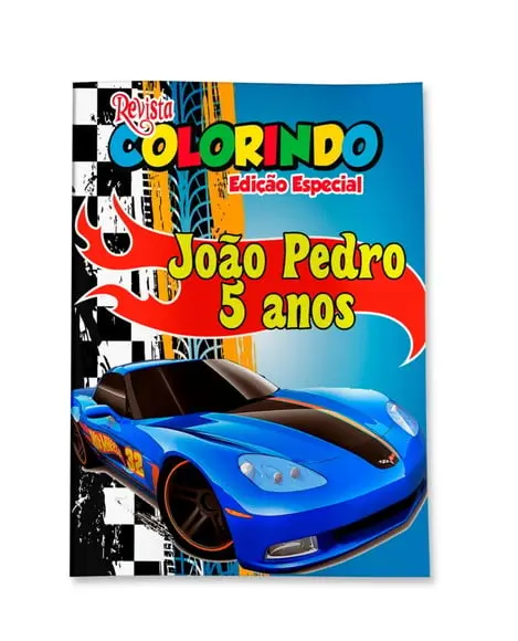 Livro de Colorir Hot Wheels 14x10 Personalizado | Kit Colorir Infantil | Lembrancinha Festa Infantil