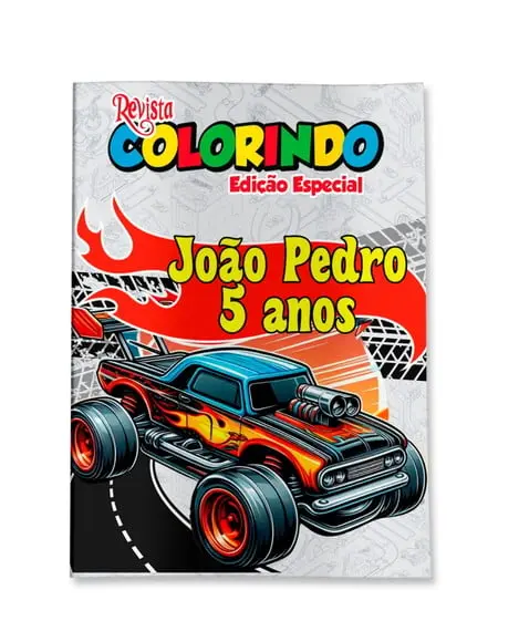 Livro de Colorir Hot Wheels 14x10 Personalizado | Kit Colorir Infantil | Lembrancinha Festa Infantil