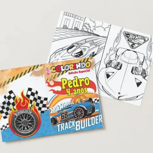 Livro de Colorir Hot Wheels 14x10 Personalizado | Kit Colorir Inf