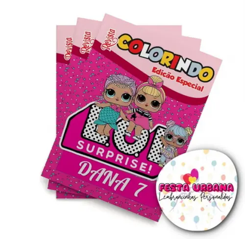 Livro de Colorir Lol 14x10 Personalizado | Kit Colorir Infantil | Lembrancinha Festa Infantil